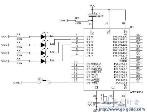 AT89S51单片机发光二极管多功能闪烁的设计