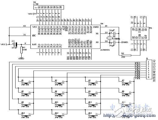 AT89S51单片机对4×4矩阵键盘的控制设计