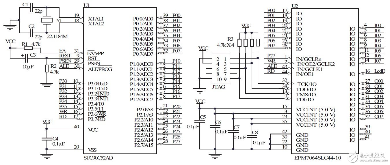 如何采用51单片机和CPLD芯片构建出电路系统
