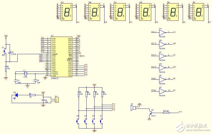 AT89S51单片机对6位LED数码管实现显示时计方式的设计